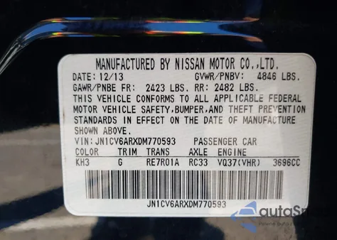 2013 Infiniti G37X из США, поврежденный, VIN JN1CV6ARXDM770593